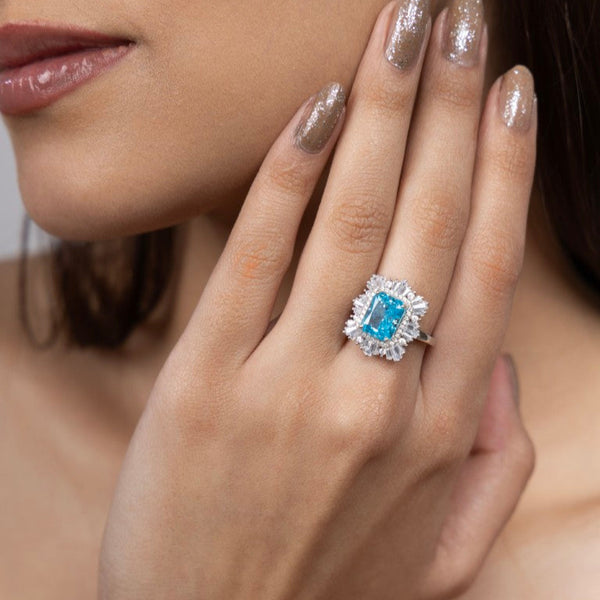 Aqua Radiance Eternity Ring - Gold Era 