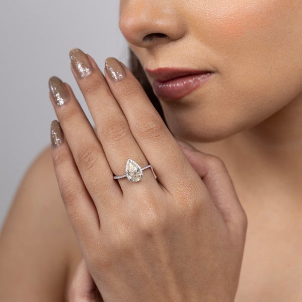 Radiant Pear Halo Ring - Gold Era 