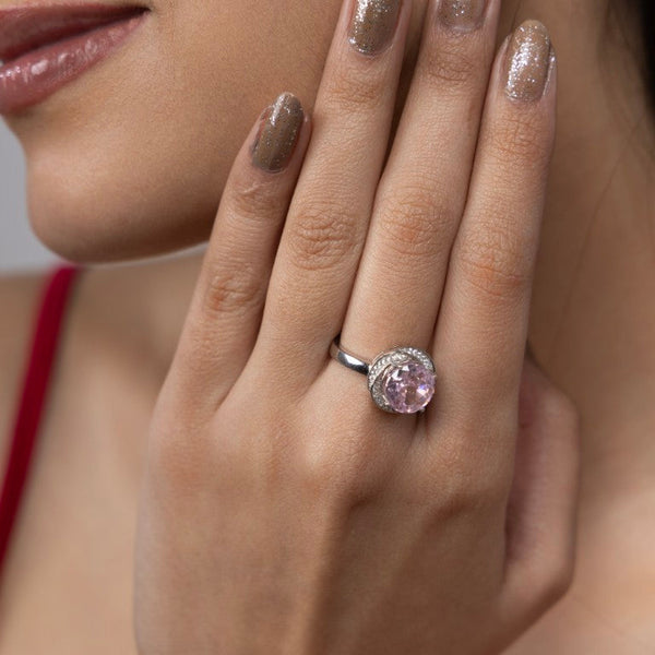 Blush Spark Halo Ring - Gold Era 