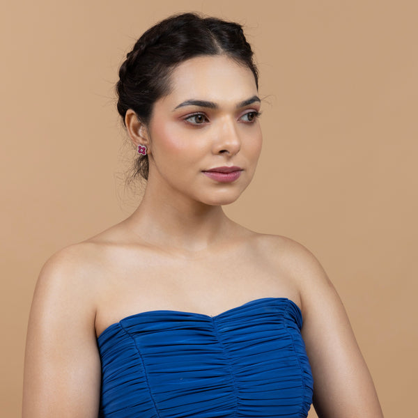 Blossom Ruby Stud Earrings - Gold Era 