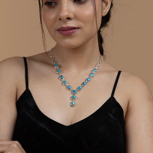 Elegant Blue Stone Necklace - Gold Era 