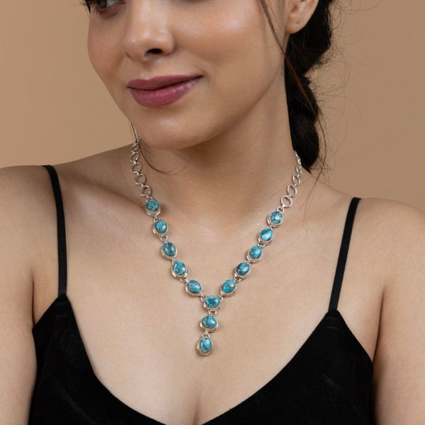Elegant Blue Stone Necklace - Gold Era 