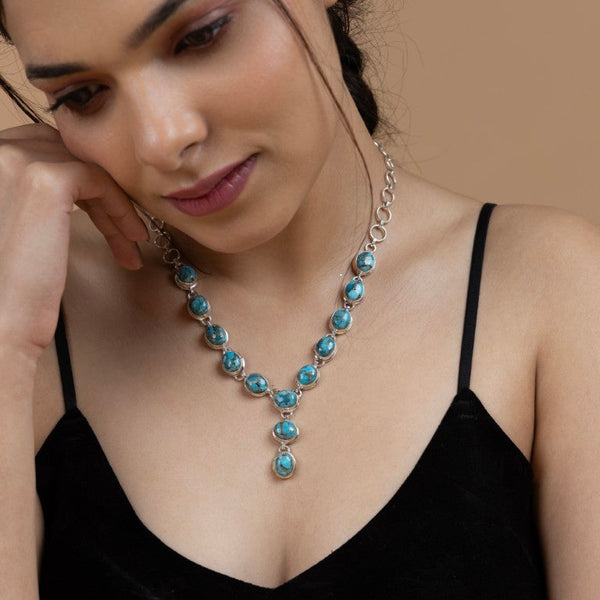 Elegant Blue Stone Necklace - Gold Era 