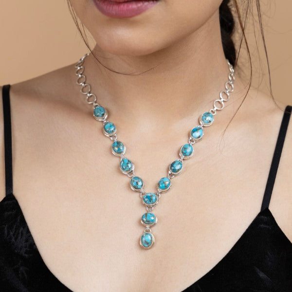 Elegant Blue Stone Necklace - Gold Era 