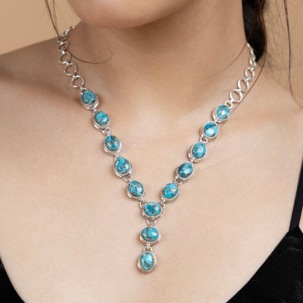 Elegant Blue Stone Necklace - Gold Era 