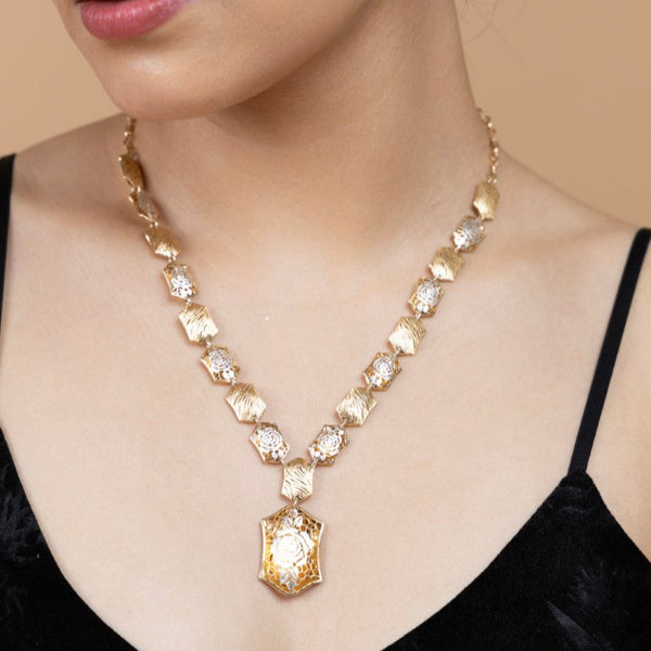 Geometric Elegance Sterling Silver Pendant Set - Gold Era 