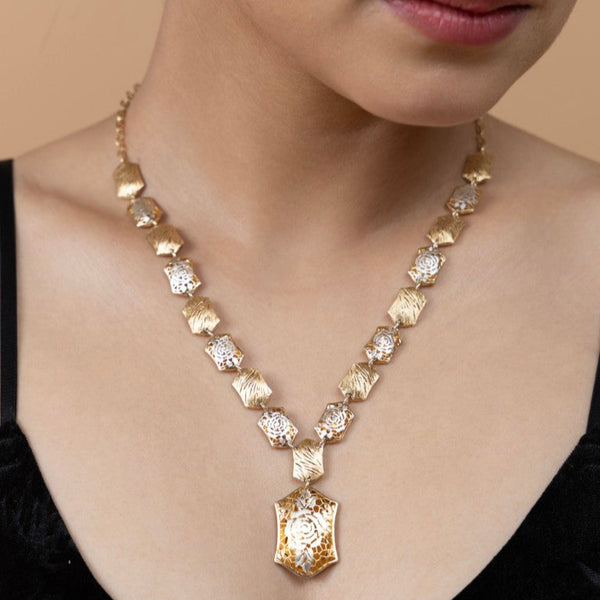Geometric Elegance Sterling Silver Pendant Set - Gold Era 