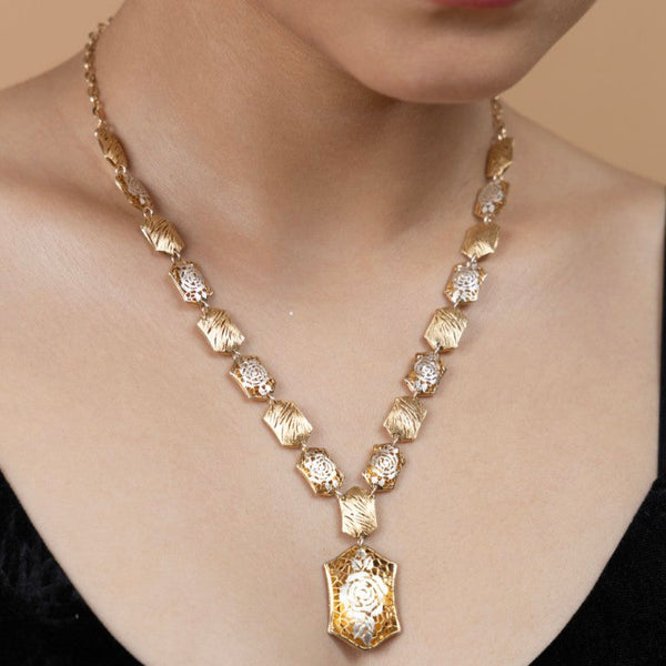 Geometric Elegance Sterling Silver Pendant Set - Gold Era 