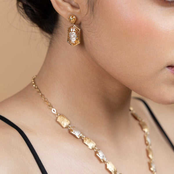 Geometric Elegance Sterling Silver Pendant Set - Gold Era 