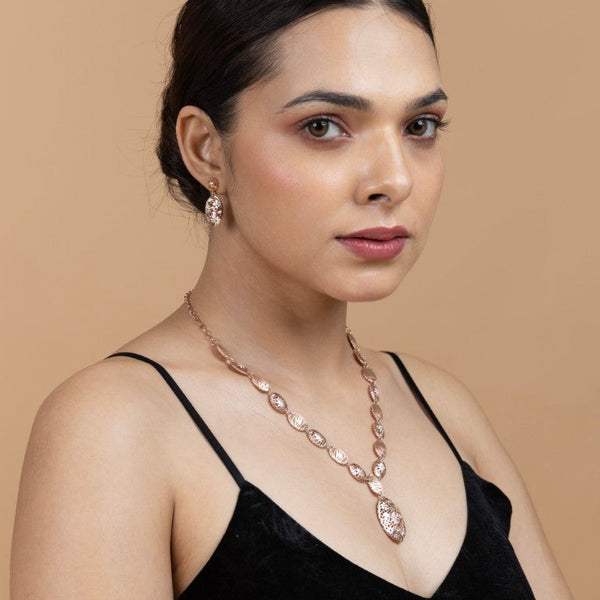 Rose Gold Finish Sterling Silver Pendant Set - Gold Era 