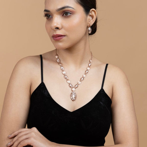Rose Gold Finish Sterling Silver Pendant Set - Gold Era 