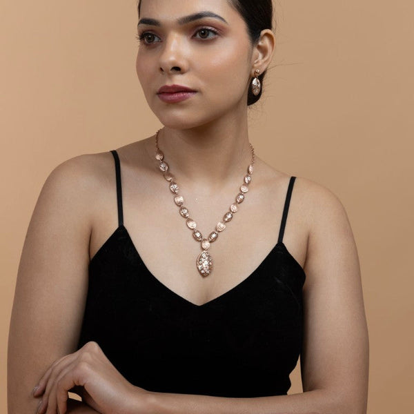 Rose Gold Finish Sterling Silver Pendant Set - Gold Era 