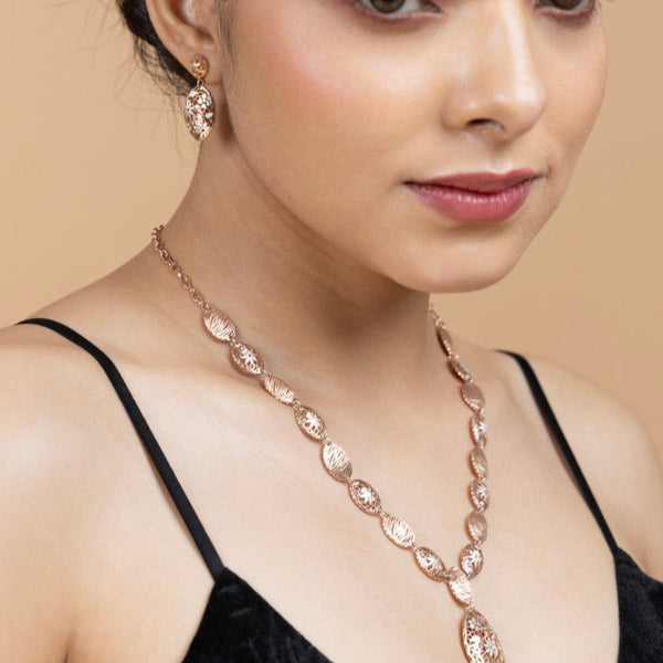 Rose Gold Finish Sterling Silver Pendant Set - Gold Era 