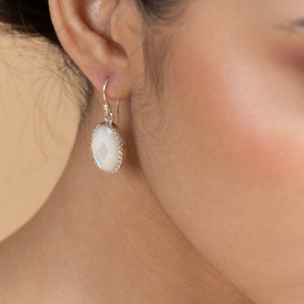Moonstone Silver Drop Earrings - Gold Era 